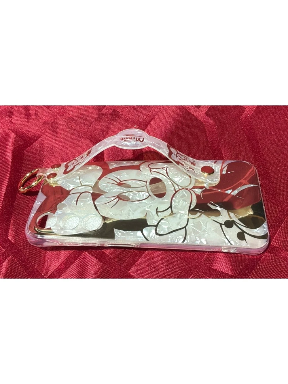 Clear Minnie Mouse TPU Phone Case with Wrist Strap for iPhone A15/5G